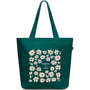 Eco Right Large Canvas Tote Bag for Women, Tote Handbags for Women with Zipper & Inner Pocket for College, Shopping, Office