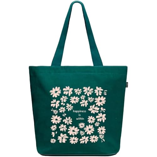 Eco Right Large Canvas Tote Bag for Women, Tote Handbags for Women with Zipper & Inner Pocket for College, Shopping, Office