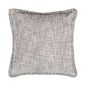 95 Threads Cotton Woven Cushion Cover/Slub Zipper Cover Sofa Waist Throw Pillow Case Home and Office Decor(Grey, 18X18 Inch)