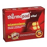 Thermopad vital Wärme-Gürtel | mit 4 großen Wärme-Zellen| wohltuende Tiefenwärme | sofort einsatzbereit | 12 Stunden lang 42°C | einfache Anwendung | Größe S-XL | 3er Pack