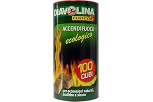 6 x DIAVOLINA Accendifuoco Ecologico 100 Cubi 100 PEZZI