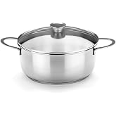 BRA Ancora | Saucepan 24 cm, Stainless Steel 18/10 | With glass lid, suitable for all types of cookers, including induction