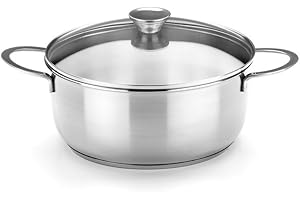 BRA Ancora - Faitout, 26 cm, Acier Inoxydable 18/10, avec Couvercle en Verre, Compatible Tous Feux Dont Induction