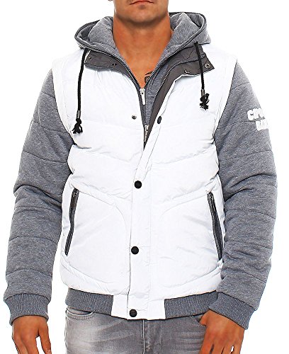 Cipo & Baxx Herren bergangsjacke C-44701 mit Sweatkapuze white S