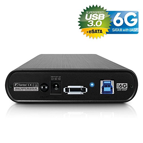 FANTEC DB-ALU3e-6G Externes Festplattengehäuse (für den Einbau einer 8,89 cm (3,5 Zoll) SATA I/II/III Festplatte, unterstützt SATA III 6G Festplatten und USAP, USB 3.0 SUPERSPEED und eSATA Anschluss, Aluminium Gehäuse) schwarz - 3