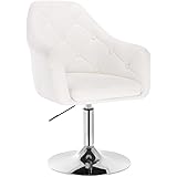 WOLTU BH104ws Poltroncina da Bar Sgabello Girevole Camera da Letto Sedia Imbottita Moderna, Ecopelle Bianco
