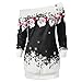 Produktbild FORH Damen Elegant Weihnachten Santa Schneeflocken Drucken Kleid Reizvolle Asymmetric trägerlosen Schulter langarm MiniKleid Winter Festlich PartyKleid Abendkleid Locker Kleid (Schwarz, M)