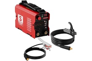 STAMOS WELDING GROUP Stamos Germany S-MMA-140 MINI Soldadora MMA 140 A Ciclo de trabajo 100% IGBT Hot Start Anti-Stick Soldador por electrodo Soldadora por electrodo