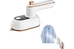 RUIKDLY Mini Fer à Repasser de Voyage Pliable Défroisseur Vapeur à Main avec Réservoir d'eau de 50ml Pivotant à 90°et 180° Machine à Repasser Portable à Chauffage Rapide pour Maison et Voyages (Blanc)