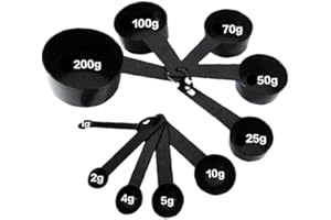 Hotaden 10Pcs / Set Tasses à mesurer la Couleur Noire et cuillère Mesure Scoop poignée Silicone Cuisine Outil de Mesure