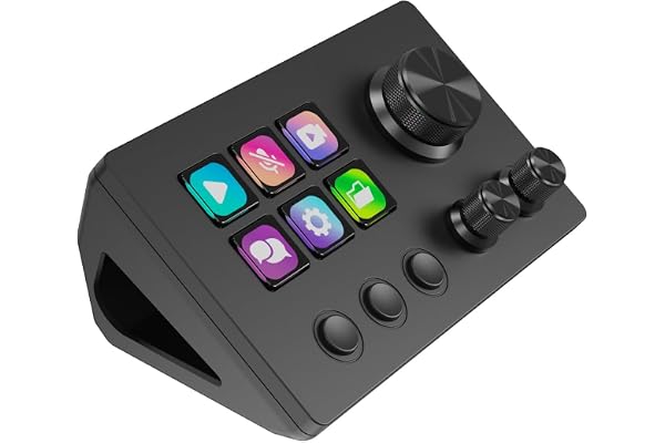 Basicolor N3 Stream Controller Deck avec 6 touches macro LCD, 3 boutons & 3 boutons rotatifs - Clavier programmable pour streaming (YouTube, OBS, Twitch), création, productivité (bureau) et jeux (Mac
