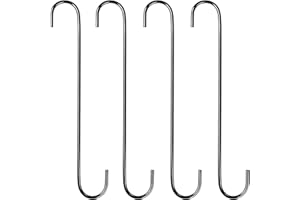 SAVITA 4pcs 12inch S Hook Heavy Duty, Large Long Hanging Plant Hooks for Indoor & Outdoor Hanging Bird Feeders Clothes Baskets Bikes Pots and Pans (Black)