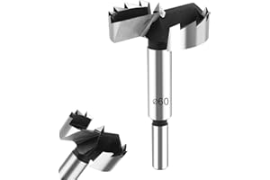 NUWIQ Profesjonalne wiertło Forstner z okrągłym trzonkiem – stal wolframowa Forstner Cutter do drewna, akcesoria do wiertarki do obróbki drewna (60 mm)