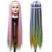 Neverland Beauty 30" Super Long Cosmetology Mannequin Head 100% Synthetic Hair Rainbow Color, Practice Training Hair Styling Mannequin Head with Table Clamp Holder UK Stock