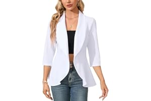 Clearlove Blazer de jersey de negocios para mujer, elegante, deportivo, entallado, manga 3/4, falda para mujer