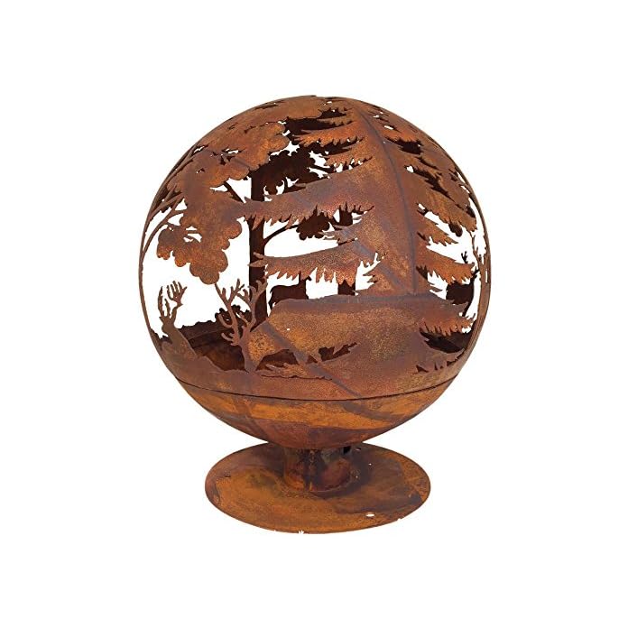 Esschert Design Feuerball In Rost Optik 58 X 58 X 66 Cm Aus Metall Laser Geschnitten Tolle Elchmotive Mit Sicherem Stand