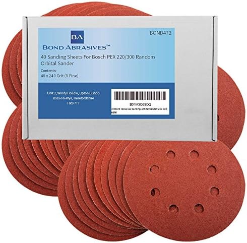 40 Bond Abrasives Sanding Discs For Bosch PEX 220/300 Random Orbital Sander 240 Grit (V Fine)