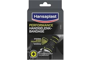 Hansaplast Performance Handgelenk-Bandage, Handgelenkstütze stabilisiert & entlastet das Gelenk, Handgelenkschoner für rechtes & linkes Handgelenk unterstützt die aktive Erholung, Größe S/M