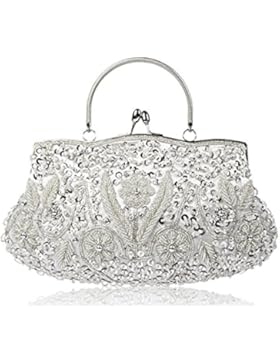 MMYOMI Vintage Floral Perlen Stickerei Kupplung Pailletten Hochzeit Prom Tasche Braut Damen Crossbody Abend Handtasche