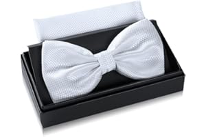 Massi Morino Pajarita con pañuelo de bolsillo para hombre set - Pajarita de traje para hombre para boda - Pajarita ajustable