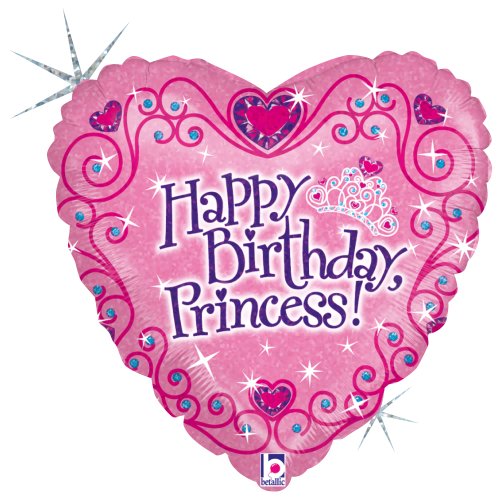 Betallic F86589P - Folienballon 18 Zoll - Happy Birthday Princess, holografisch