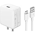 65W Charger for vivo V40e / V 40 e Charger Original Adapter Like Quick Dash Warp Dart Flash Super Vooc Fast Charger with 1M Type C USB Data Cable (4A/6.5A, TDS9, White)