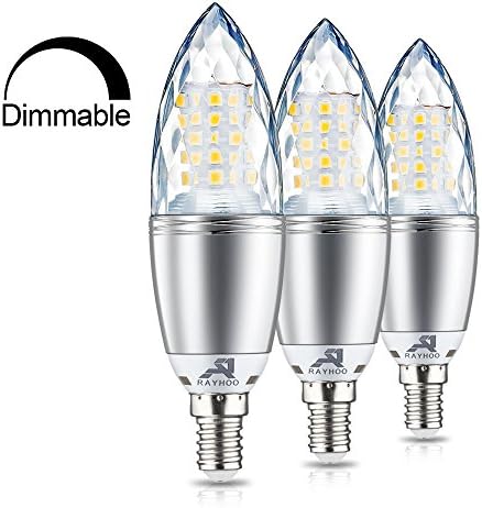 Rayhoo E14 Dimmable LED Light Bulbs, Candelabra LED Bulbs 12W, Incandescent 100W bulb Equivalent,White 6000K, 3 Pack