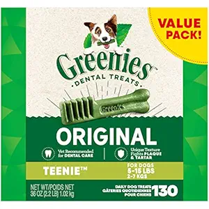 GREENIES Canine Dental Chews - Teenie Treats Size - Value Tub (36 oz.) - 130 Count