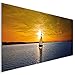 Produktbild Orange Sunrise Boot modernes natur Aluminium Metall Wand Kunst, XL