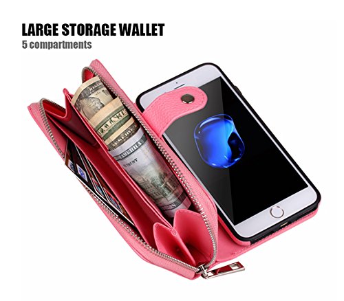 iPhone 6/6S Wallet Case, Hynice iPhone 6/6S Wallet Purse Case Leather Zipper Case with credit card slots and Magnetic Detachable Slim Cover for iPhone 6/6S 4.7