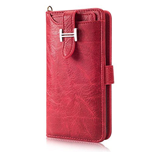 Samsung S9 Case,GOGO Lantern Retro Smart Wallet Zipper Card Slots Money Pocket Clutch Cover Wallet with Magnetic Phone Sleeve Case for Samsung S9 (Red)