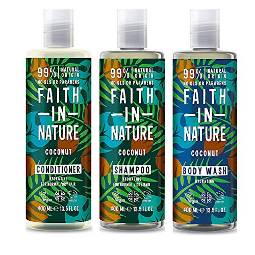 Faith In Nature Coconut Shampoo, Conditioner and Shower Gel Trio