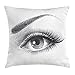 Produktbild EJjheadband Eye Throw Pillow Cushion Cover by, Pencil Drawing Artwork of a Staring Female Eye with Long Lashes and a Curvy Eyebrow, Decorative Square Accent Pillow Case, 18 X 18 Inches, Grey White