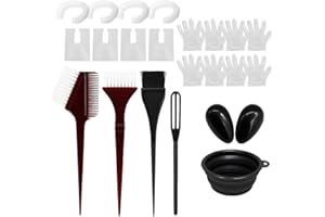 VIKRAMI LIGHTING 22 Pz Kit Strumenti per Colorare Capelli, Kit di Pennello per Tinta Capelli, Set Strumenti di Colorazione, con Pettine, Ciotola, Guanto, Copri Orecchie, Pennelli per Saloni e Fai Da Te