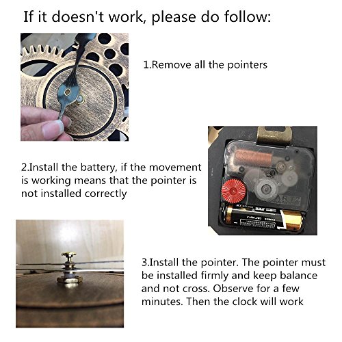 SOLEDI Wanduhr Europäische Vintage Handarbeit 3D Dekorative Zahnrad aus Holz (Farbe Kupfer) - 9