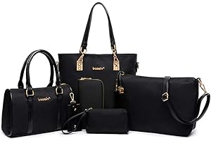 AlwaySky Nylon Damen Schultertasche Henkeltaschen Handtasche Tote Geldbörse Brieftasche Schlüsselfall Sechsteiliges Set