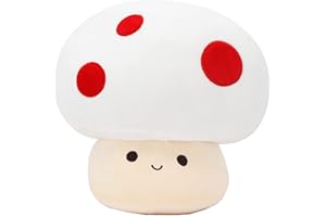 Heionia Champignon Peluche Mushroom Plush Coussin 23cm 30cm Champignons en Peluche Doll Toy Cadeau d'anniversaire Noël (Blanc 2, 23cm)