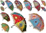 Material utilizado - varilla de hierro, tela de algodón, hilos de bordado de algodón, borlas y cordones, espejos de plástico.