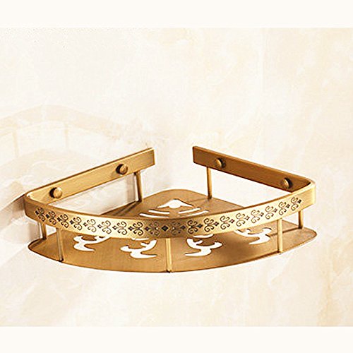 TougMoo an der Wand montierte Antike Bronze Messing Badezimmer Dusche Regal Korb mit Haken HJ-111bf,Bad Regale E