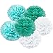 Produktbild Freedom-vp Pompom 12er 20cm/25cm Papier Blumen Pompons Seidenpapier für Geburtstag Hochzeit Party Wohnungdeko -Weiß-Blau-Grüß