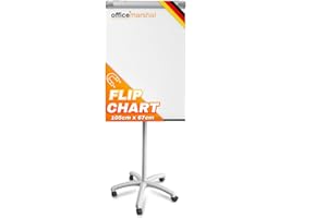 ‎OFFICEMARSHAL Office Marshal ® Flip Chart with 2 Side Arms and Base / Height Adjustable Mobile