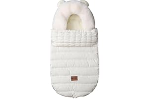KOOMUAO JUMUAO Baby Footmuff, Winter Foot Muff for Prams, Baby Seat with Zip, Winter Foot Muff Weatherproof, Waterproof and Machine Washable, Suitable for All Pushchairs (White)