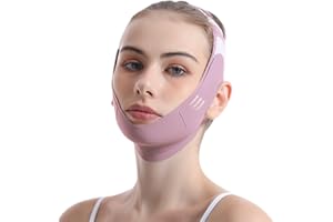 QOMJUFA Fascia viso lifting,Maschere Riutilizzabili a V,Maschera lifting doppio mento,Adatto a tutte le forme del viso, rosa rosso