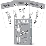 Dumbbell Exercise Cards Home Gym Workouts Strength Training Building Muscle Total Body Fitness Guide Workout Routines Bodybuilding Personal Trainer Large Waterproof Plastic 3.5