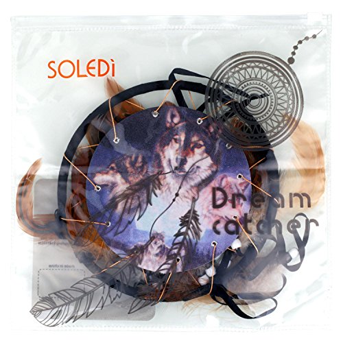 Soledi Indian Dreamcatcher Traumfänger gute Träume Geschenk und Dekoration für Haus Wolf / Eagle (Wolf) - 8
