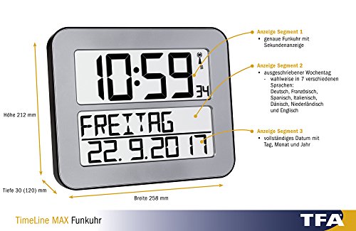 TFA Dostmann 60.4512.54 TimeLine Max Funkuhr - 2