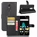 Produktbild Hülle Wiko Upulse(5.5"), EUGO PU Ledercase Tasche Hüllen Schutzhülle Scratch Magnetverschluss Telefon-Kasten Handy hülle Standfunktion Handycover + 1x Schwarz Kapazitive Feder - Schwarz