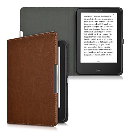 kwmobile Hülle für Tolino Shine 2 HD – Flipcover Case eReader Schutzhülle – Bookstyle Klapphülle Dunkelbraun - 5