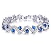 Yellow Chimes Rich Royal Blue Crystal High Grade CZ Chain Silver Bracelet For Women and Girls. Perfect to Gift! RS.494.00