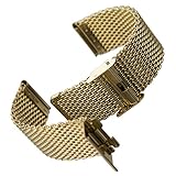 Geckota® Milanaise Maschen, Metall Uhrenarmband/Poliert, Gold, 18mm